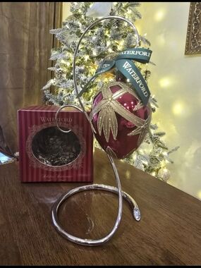 Waterford Holiday Heirlooms Ruby Ashbourne Egg Ornament With Box VTG